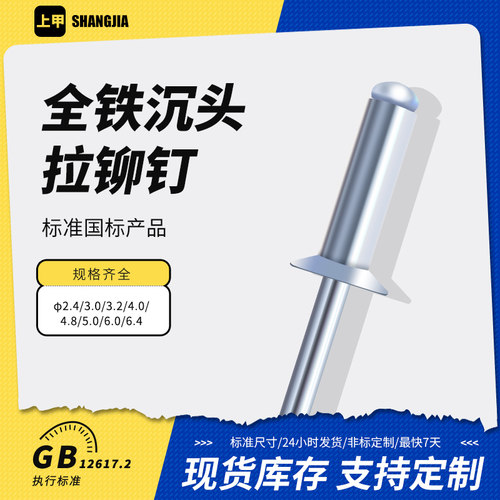 全铁开口型沉头抽芯铆钉