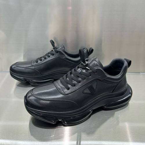 外贸头层牛皮气垫底减震透气跑步鞋男真皮防滑耐磨户外徒步旅行鞋