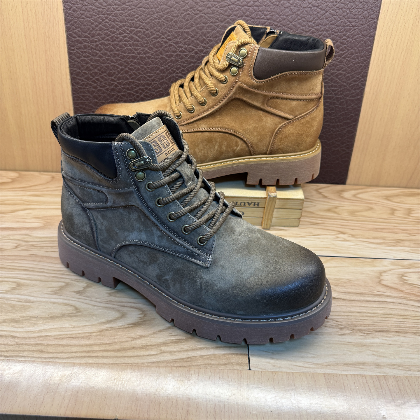 外贸头层牛皮厚底战狼款透气舒适高帮马丁靴男真皮有型户外登山鞋