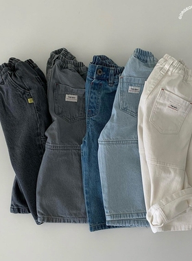 GOU韩国童装25春新品男童女童宝宝牛仔裤百搭休闲宽松直筒长裤子