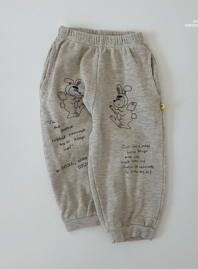 现货GOU韩国童装25秋季幼儿男女童纯棉百搭卫裤卡通休闲运动长裤