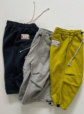 现货GOU韩国童装25冬男女童休闲时髦运动长裤中大童百搭加绒卫裤