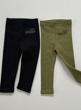 现货GOU韩国童装25冬季男童女童百搭修身羊毛长裤加厚保暖打底裤