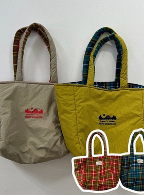 现货GOU韩国童装25休闲男女童两面用帆布拎包背包大容量妈咪包包