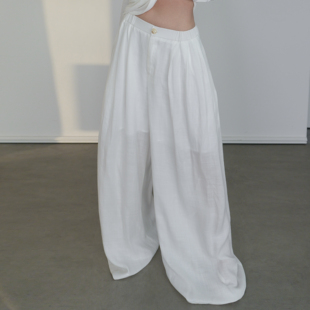 松弛慵懒空气感拖地阔腿裤 尢系UXI staycation风苎麻天丝长裤
