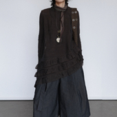 尢系UXI 复古日系设计感不规则荷叶边拼接叠穿打底无袖 背心连衣裙