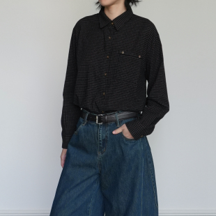 尢系UXI 上衣 日系复古格纹廓形宽松百搭小众衬衫