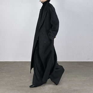 领设计羊毛双面呢长款 西装 毛呢大衣 2025秋冬韩系经典 尢系UXI