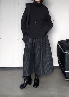 九分裤 尢系UXI 2025秋冬复古竖条纹宽松设计感显瘦百搭阔腿裤