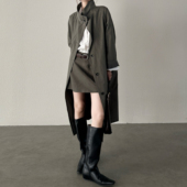 尢系UXI 2025秋冬韩系高级感立领设计感风衣外套宽松显瘦大衣