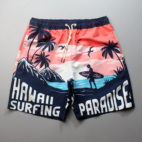 潮牌沙滩裤速干可下水游泳裤印花