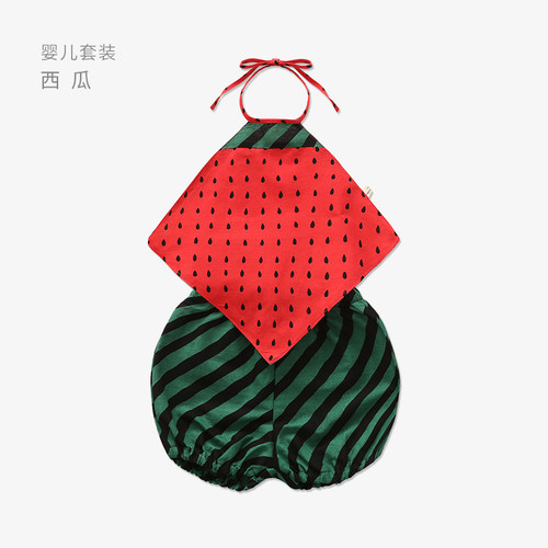宝宝灯笼热裤套装西瓜肚兜