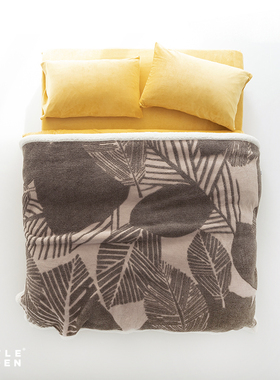 CASTLE GARDEN双层提花羊羔绒双面毛毯 棕榈叶