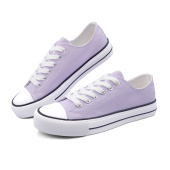 高性价比百搭学生平底鞋 浅紫色帆布鞋 低帮透气简约时尚 新款 女大码