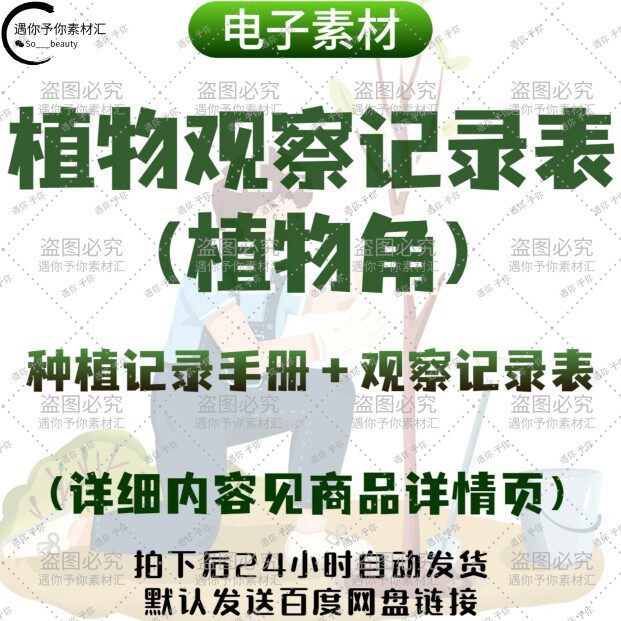 幼儿园植树节区角电子素材植物观察记录表种植纪录手册小中大班