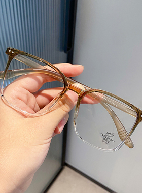 辣绿色眼镜框黑色方形装饰眼镜女无度数防蓝光大脸眼镜特大脸胖潮