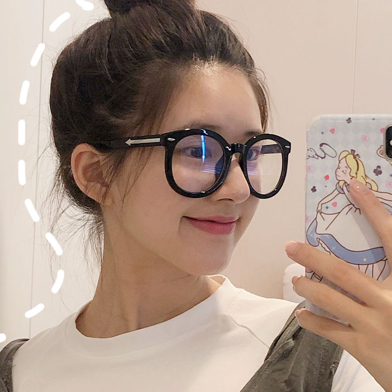 赵露思同款眼镜黑框素颜神器铆钉圆形大框近视ins眼镜框女韩版潮