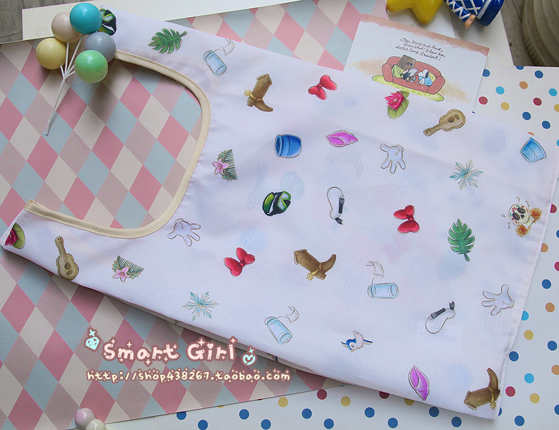 日单D家100th纪念，全家福元素 华夫格 购物袋/环保袋