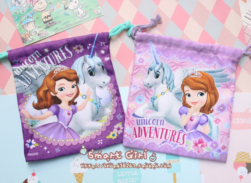 日单。索菲亚小公主&独角兽 可爱 抽绳束口袋~