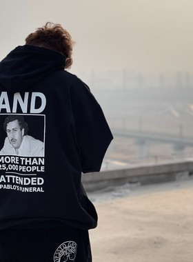 [280斤可穿]SSTD秋冬毒X#2重磅休闲百搭印花套头加厚宽松时尚黑色