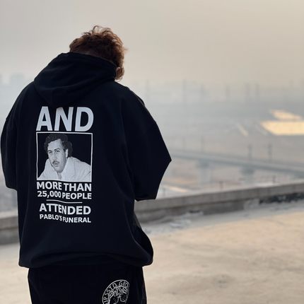 [280斤可穿]SSTD秋冬毒X#2重磅休闲百搭印花套头加厚宽松时尚黑色