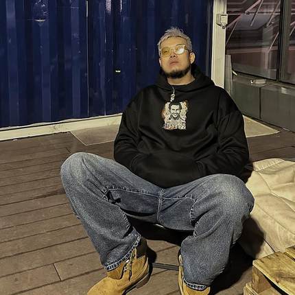 SSTD国潮春秋新品毒枭嘻哈印花美式宽松套头情侣帽衫潮男小众卫衣