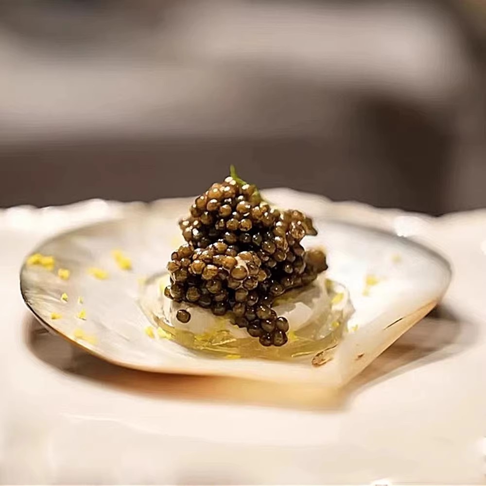 天然黑贝壳日式鱼籽碟刺身碟