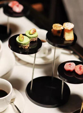 创意亚克力高矮甜品架 分子料理创意黑色白色位上餐具 圆形点心架