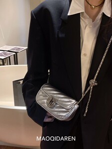 猫七大人高级小众包包2023新款潮小香风菱格链条包百搭单肩斜挎包