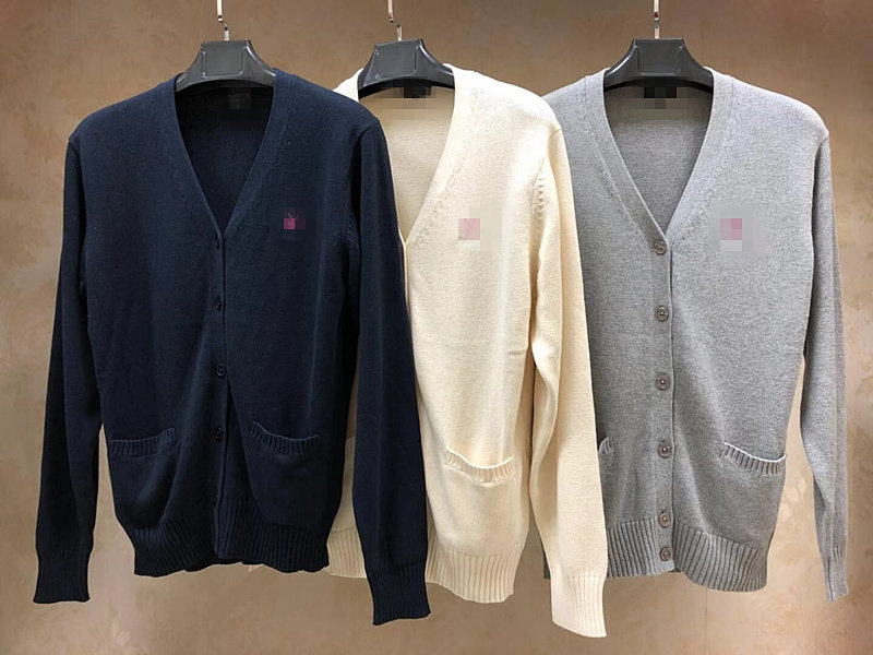 日系 JK 校园制服 男女情侣款  宽松版V领 纯棉针织开衫外套毛衣