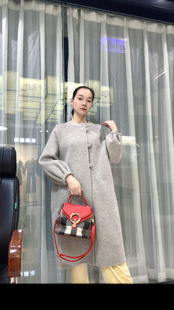 2025秋冬新款韩系无领双面羊绒大衣女中长款宽松显瘦羊毛呢子外套