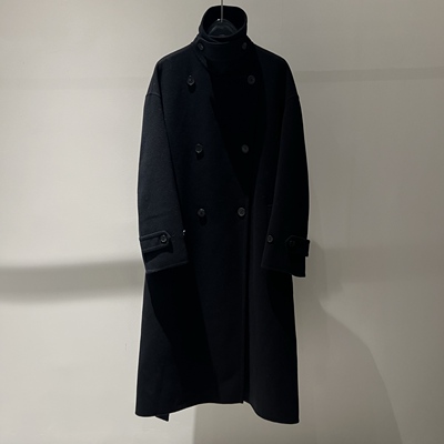 极简风显瘦收腰立领双排扣大衣