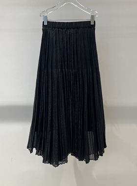 店艾诺丝2026春季新款黑色时尚百搭简约百褶半身裙长裙女AR354123