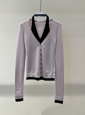 店艾诺丝2026春季新款百搭撞色毛衣假两件V领针织衫女BR801194