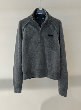 店艾诺丝2025冬季新款时尚百搭宽松显瘦半拉链针织衫毛衣AR804117