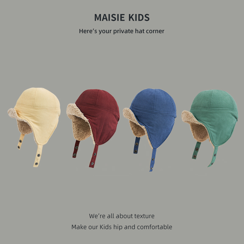 灯芯绒加绒保暖复古飞行员雷锋帽