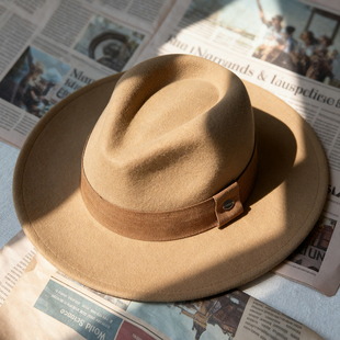 2025新款秋冬法式礼帽羊毛呢宽檐爵士帽女童帽子男童时装帽亲子款