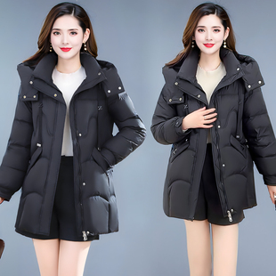 2025羽绒棉服新款冬装中长款黑色冬季加厚棉衣女装棉袄外套时尚潮