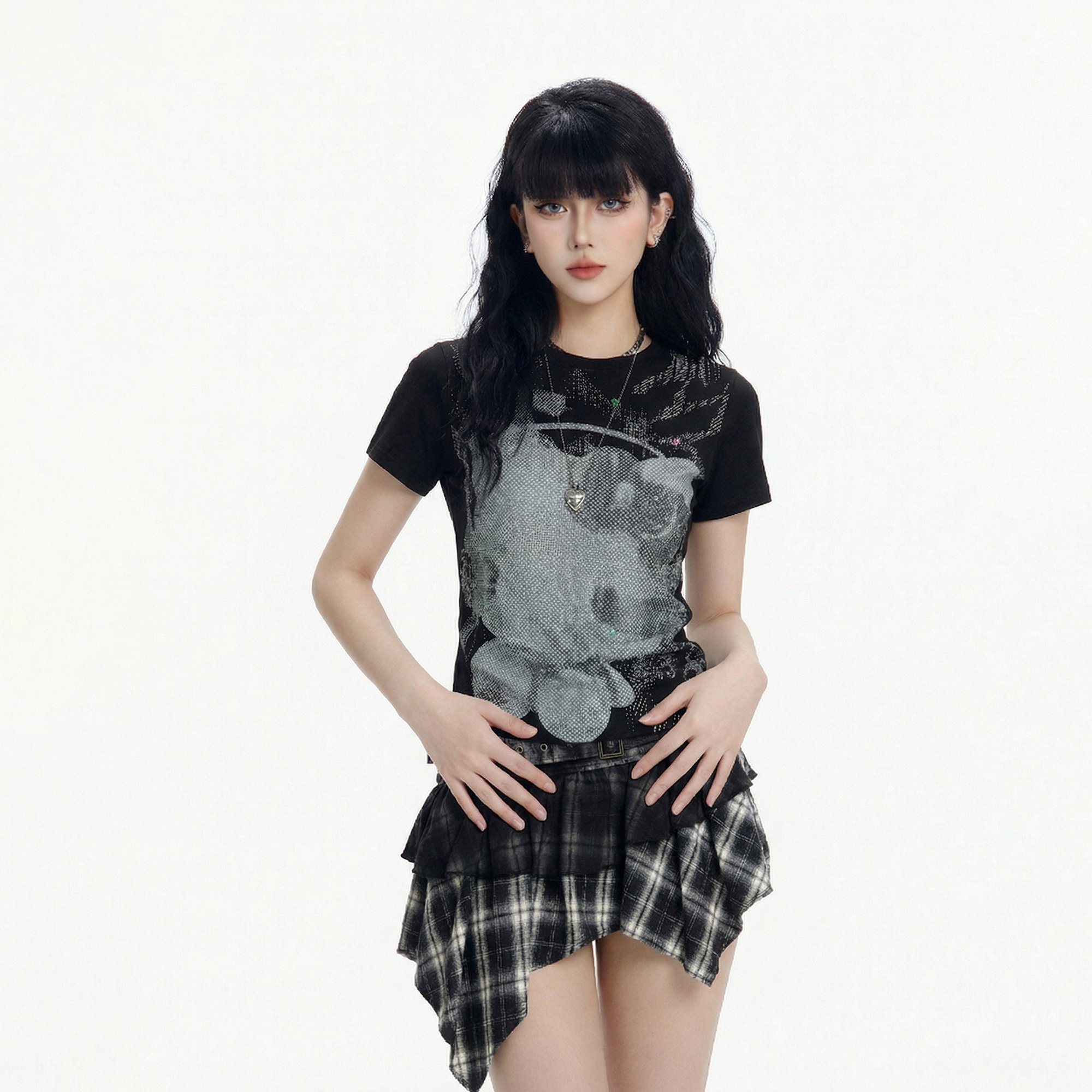 CTB啤酒队长2026夏季美式卡通猫咪印花修身短袖T恤女辣妹短款上衣