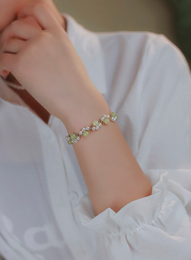 小猫爪天然和田玉珍珠手链饰品