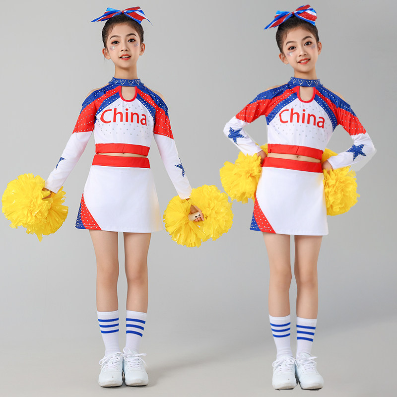 儿童新款女童啦啦队运动会表演服啦啦操演出服成人竞技赛比赛服