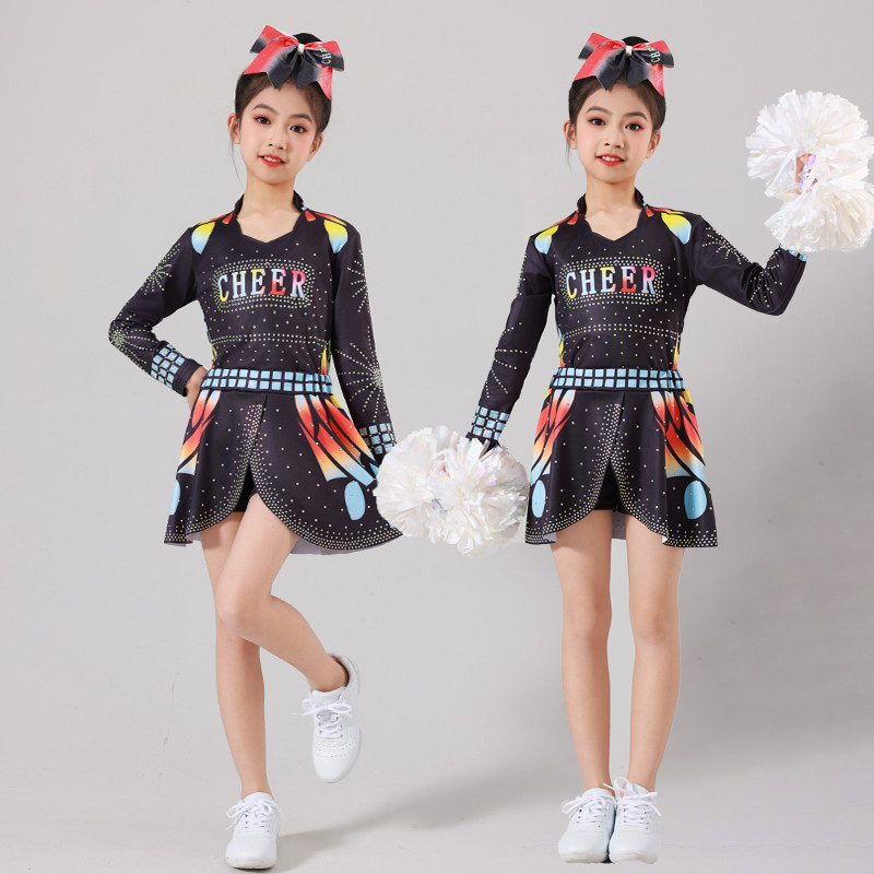 儿童新款啦啦操演出服长袖体操啦啦队运动会竞技团体比赛舞蹈服