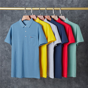 青年休闲新款 2022男式 1805款 短袖 翻领丝光棉T恤 郎豹狮丹品牌夏季