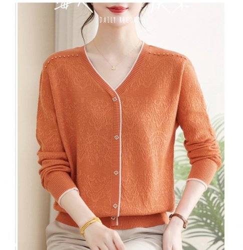 春秋新款V领毛衫女长袖t恤漂亮打底上衣洋气减龄毛衣针织假开衫