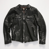 美式 机车复古J100真皮皮衣水染褶皱全植鞣绵羊皮夹克修身 潮男外套