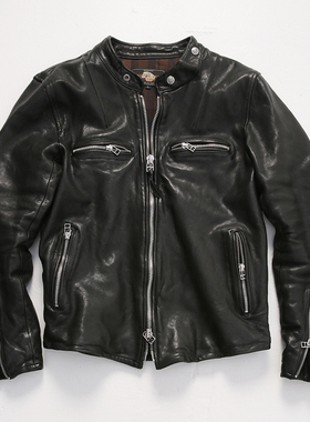 美式机车复古J100真皮皮衣水染褶皱全植鞣绵羊皮夹克修身潮男外套