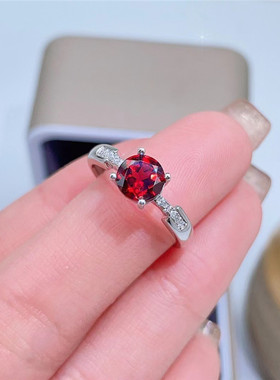 女925银简约大方天然宝石石榴石