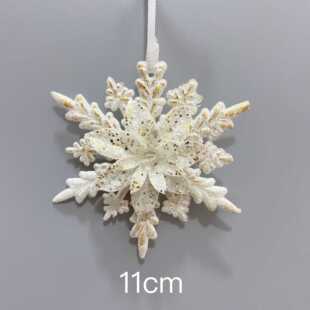 外贸出口圣诞节装 雪花铃铛吊饰 饰品白金色塑料圣诞树挂件树顶星