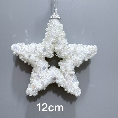外贸出口圣诞节装饰品白色珍珠星星手套袜子圣诞球挂件圣诞树吊饰