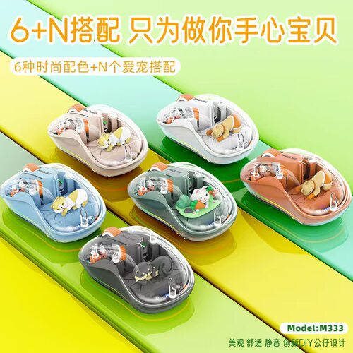 虎猫透明发光蓝牙三模萌宠鼠标